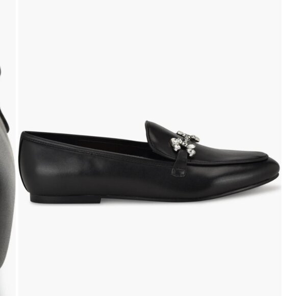 Nine West Women's Black Base Crystal Embellished Bit Slip-on Loafer Size 8M - Picture 4 of 7